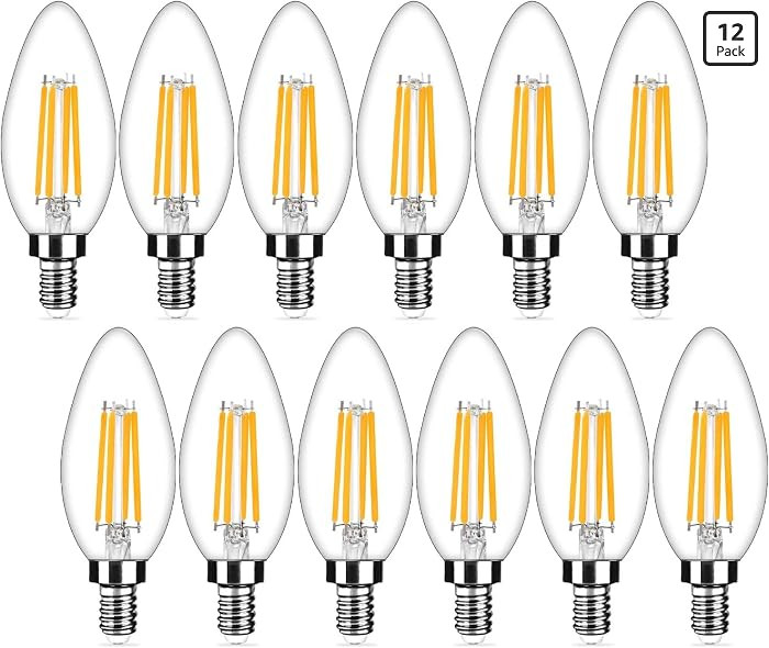 12-Pack Dimmable E12 LED Candelabra Bulbs 40Watt Equivalent, 2700K Warm White, 450Lumens, 4W B11 ... | Amazon (US)