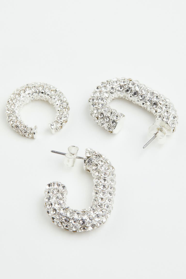 Rhinestone Earrings and Ear Cuffs - Silver-colored - Ladies | H&M US | H&M (US + CA)