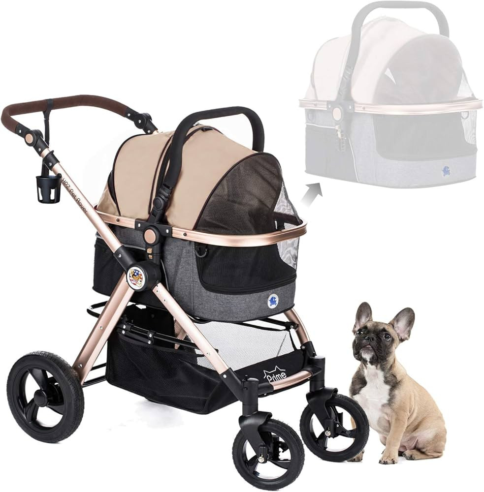 HPZ Pet Rover Prime 3-in-1 Luxury Dog/Cat Stroller (Travel Carrier +Car Seat +Stroller) with Deta... | Amazon (US)