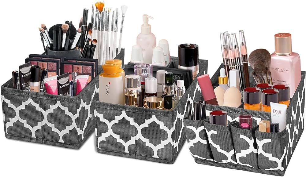 homyfort Makeup Basket Organizer, Fabric Portable Cosmetic Storage Organizer with Divider, Foldab... | Amazon (US)
