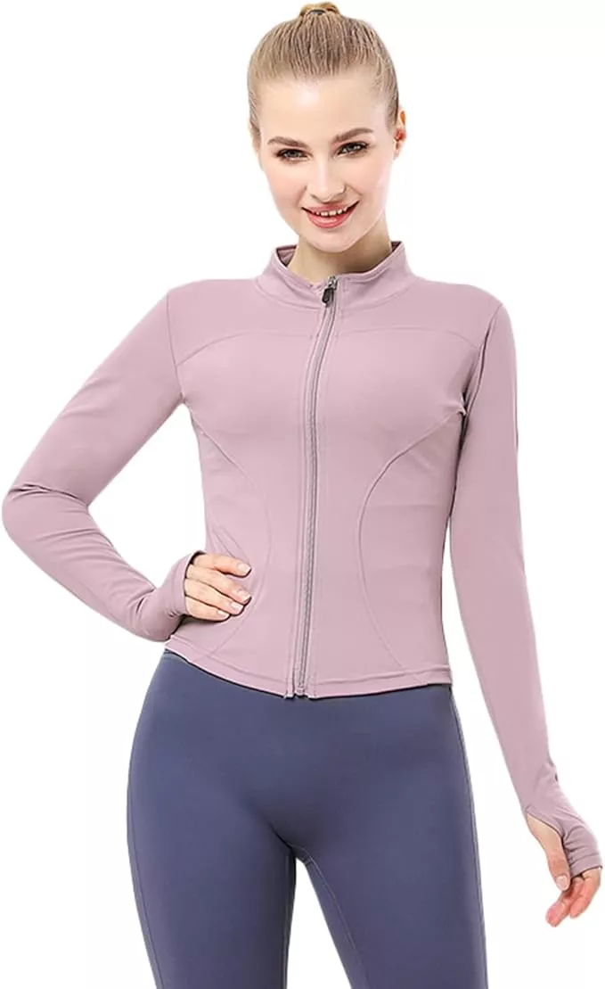 LUYAA Women's Workout Jacket Lightweight Zip Up Yoga Jacket Cropped  Athletic Slim Fit Tops