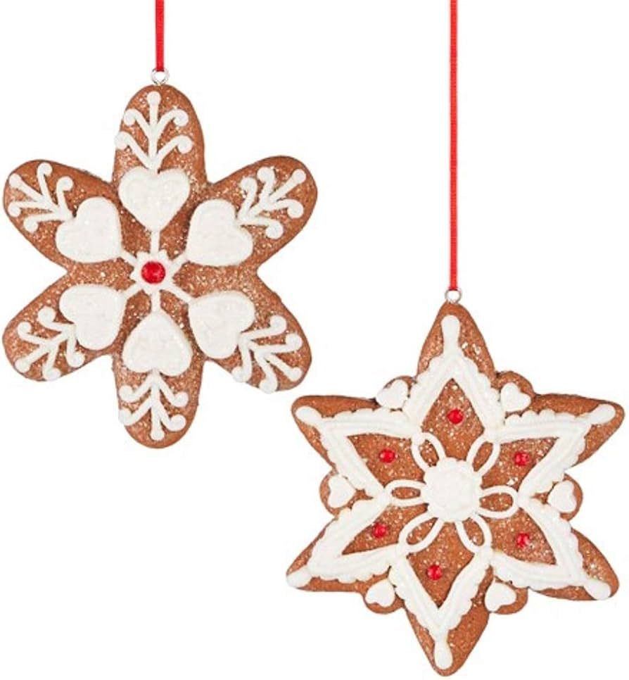 RAZ Imports Holiday Spice 4" Snowflake Gingerbread Christmas Tree Ornaments, Set of 2 Clay Dough ... | Amazon (US)