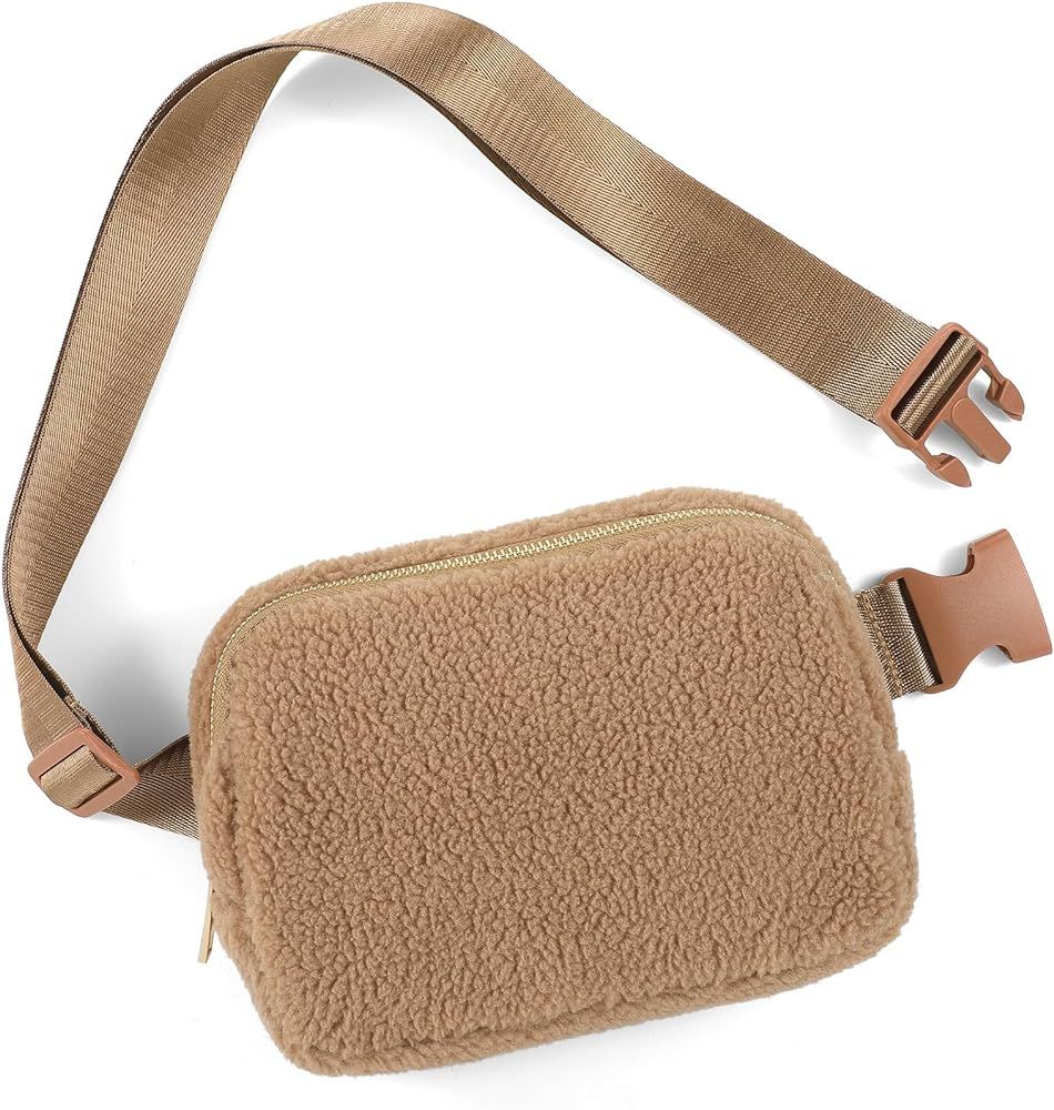 WHIPPY Fleece/Nylon Belt Bag for Women Men Crossbody Fanny Pack Bum Hip Fleece/Nylon Waist Bags A... | Amazon (US)