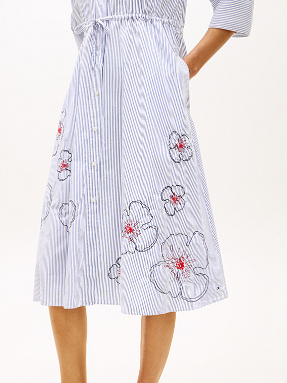 Midi-Hemdkleid aus Popeline mit Stickerei | Tommy Hilfiger (DE)
