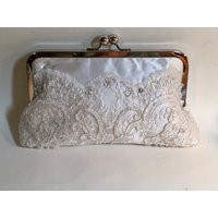 Bridal Clutch Ivory Lace With Silver Lurex Accents | Etsy (US)