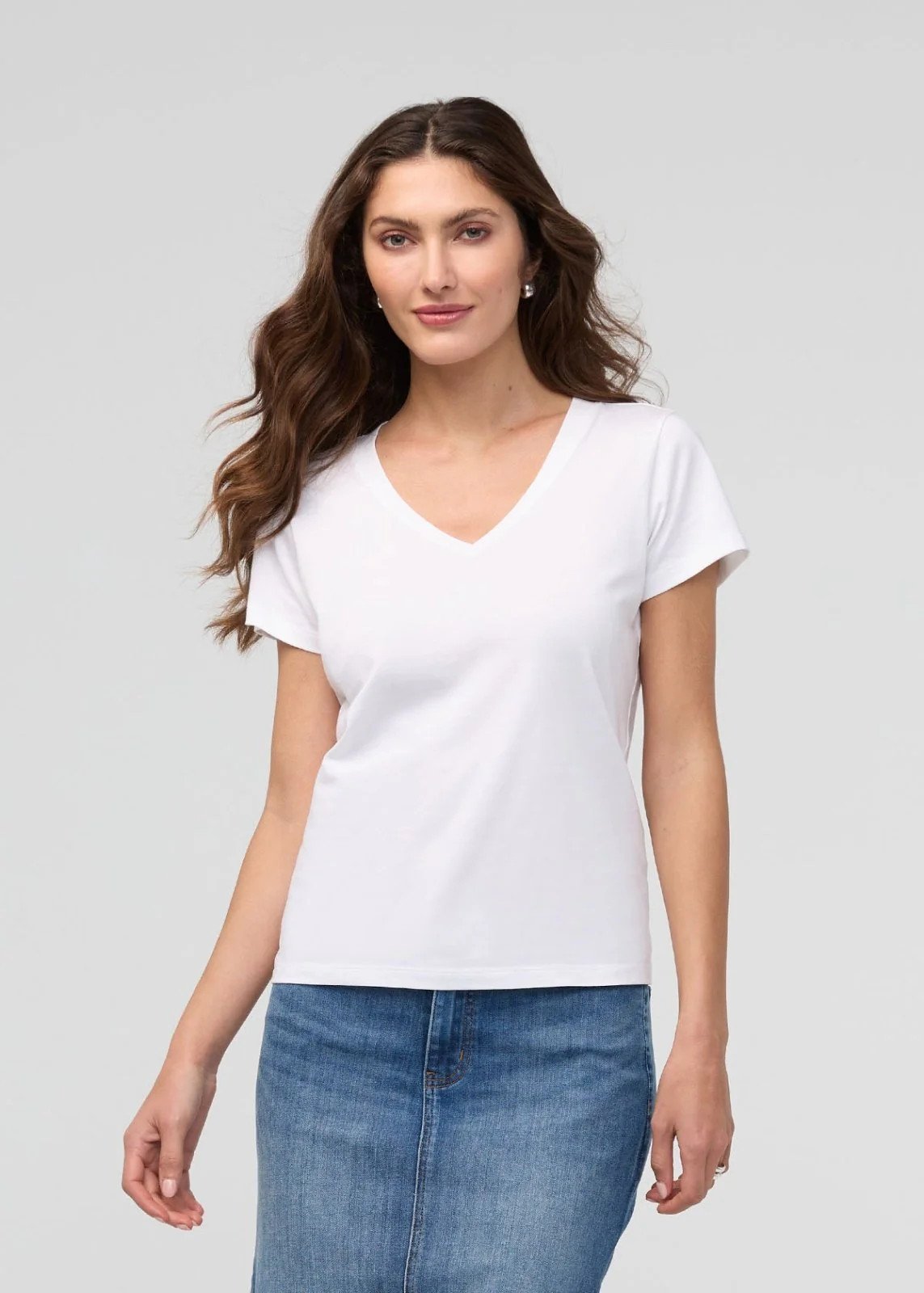 PurePima Slim V-Neck - White | DUER