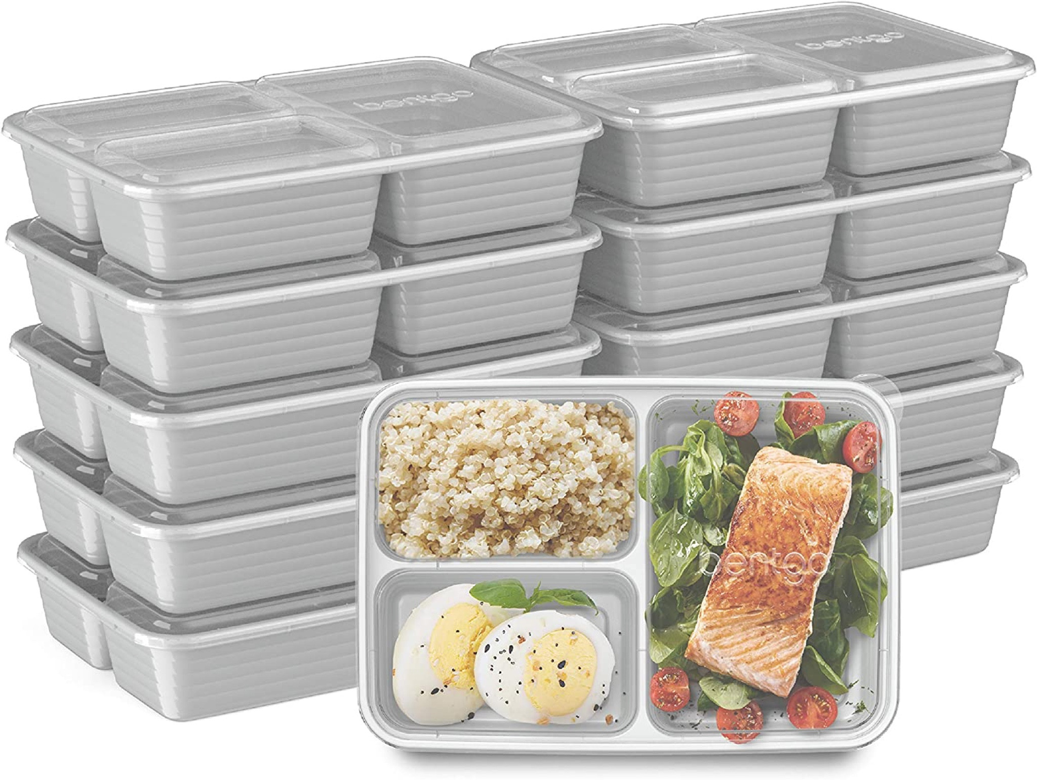 Bentgo Prep 3-Compartment Meal-Prep Containers with Custom-Fir Lids 