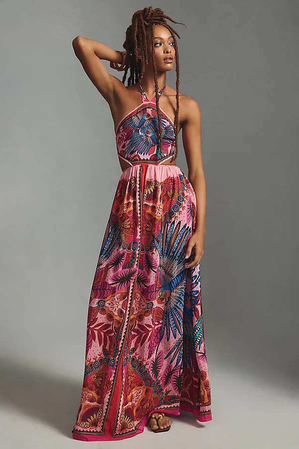Farm Rio Macaw Scarf Maxi Dress By Farm Rio in Assorted Size L | Anthropologie (US)