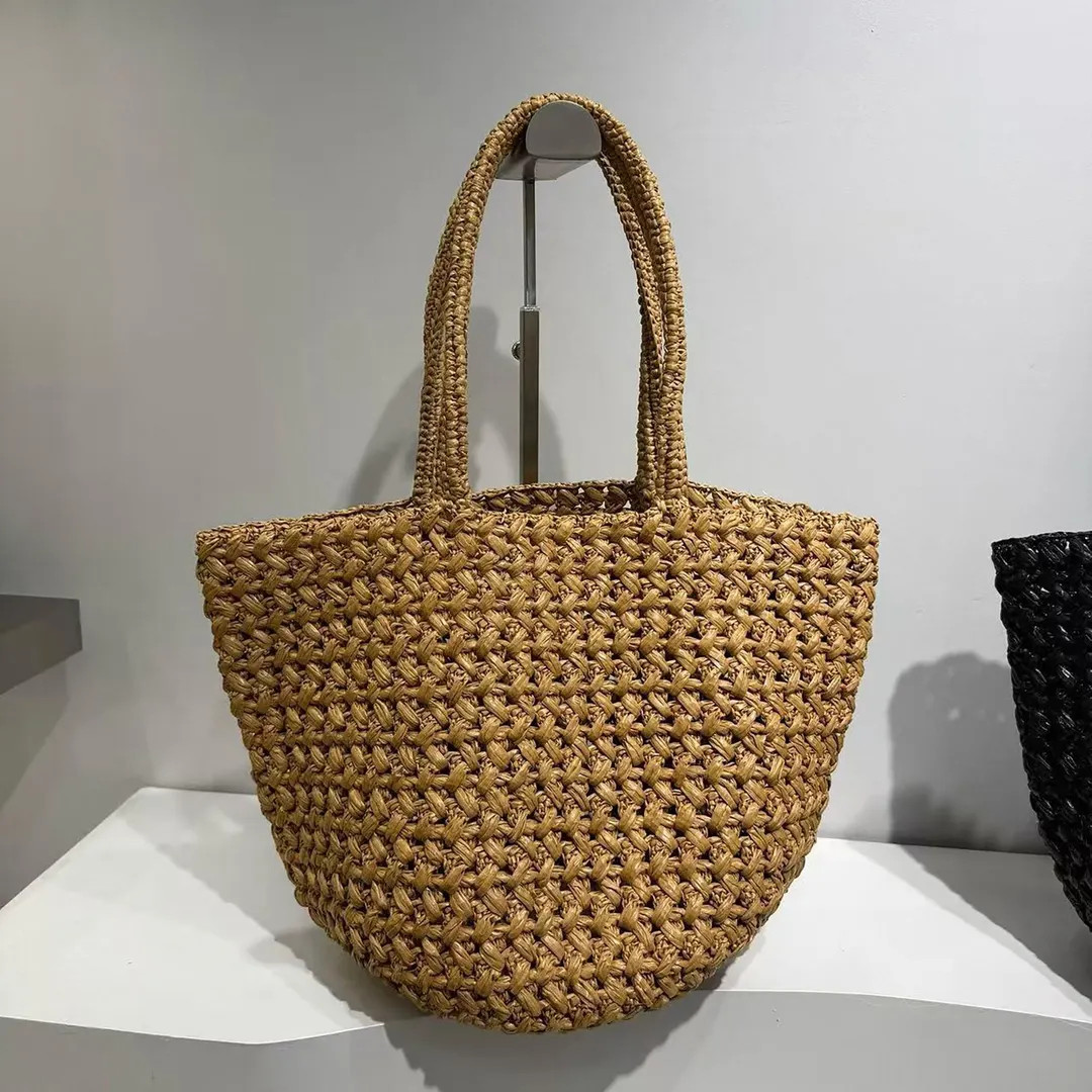 Raffia Tote Bag, Artificial Raffia Woven Shoulder Bags, Handmade Straw Bag, Raffia Crochet Handba... | Etsy (US)