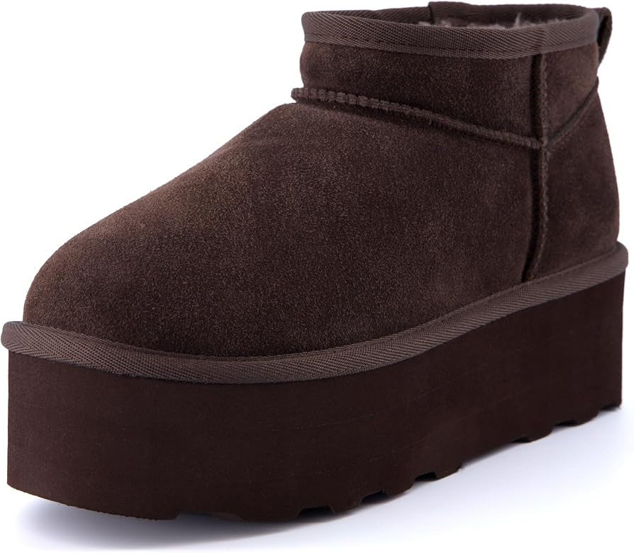 CUSHIONAIRE Hippy Women’s Platform Ankle Boots – Genuine Suede, Faux Fur Lining, Cozy Winter ... | Amazon (US)