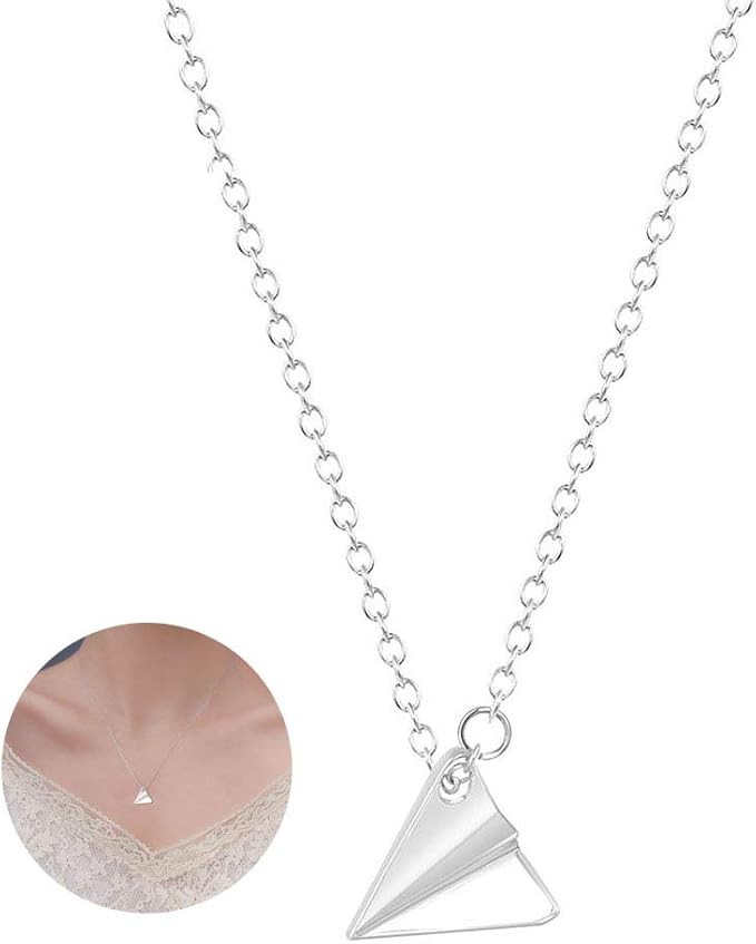 YOOE Triangle Origami Paper Airplane Necklace,Geometric Paper Plane Necklace Simple Triangle Pape... | Amazon (US)