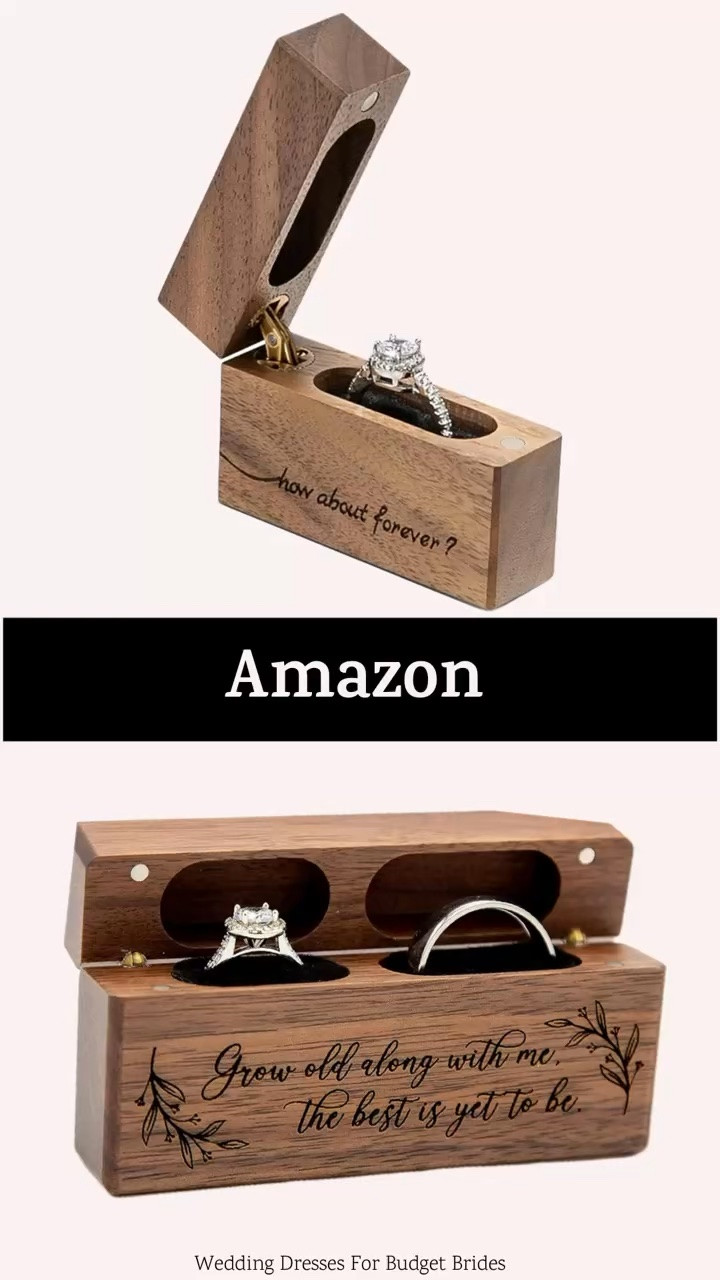 Beautiful keepsake of wedding proposal or ceremony - wooden engagement ring box options, engraved or plain on Amazon.

Wedding ring case, wood ring holder, wedding photography, anniversary gift, double ring box, ring bearer box, Christmas gift for wife or girlfriend.

#LTKWedding #LTKSeasonal