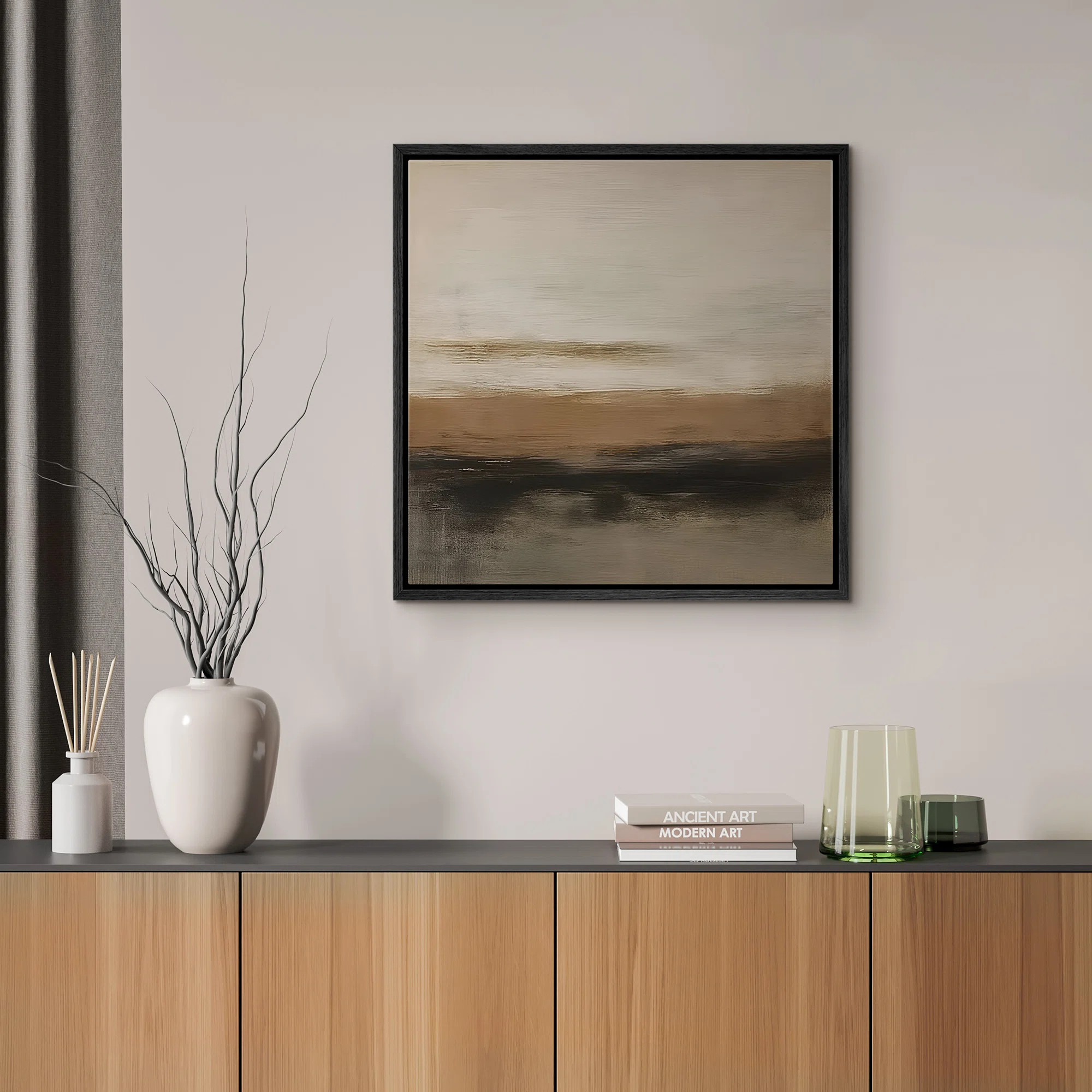 Framed Canvas Wall Art Abstract Print for Neutral Modern Decor | Wayfair North America