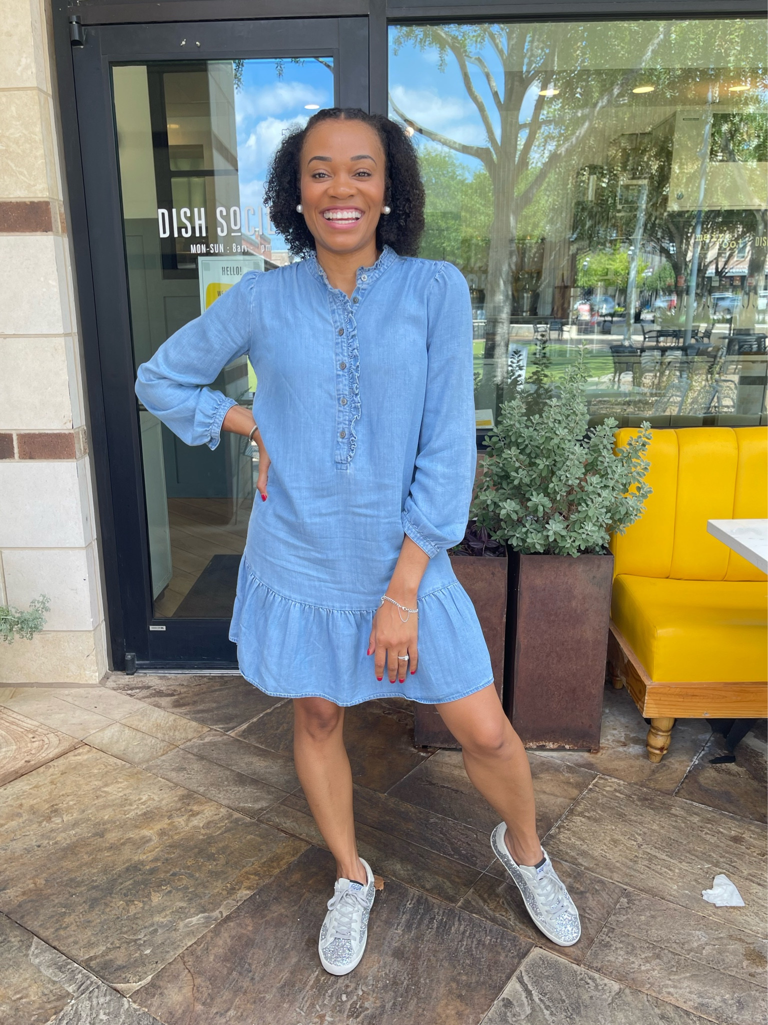 Nice & easy mom look 

Blue denim jean dress golden goose shoes 

#LTKstyletip #LTKSale #LTKfindsunder50