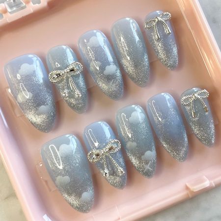 Coquette press on nails, spring nails, baby shower nails, fake nails, blue press on nails, blue nails 

#LTKGiftGuide #LTKbeauty #LTKparties