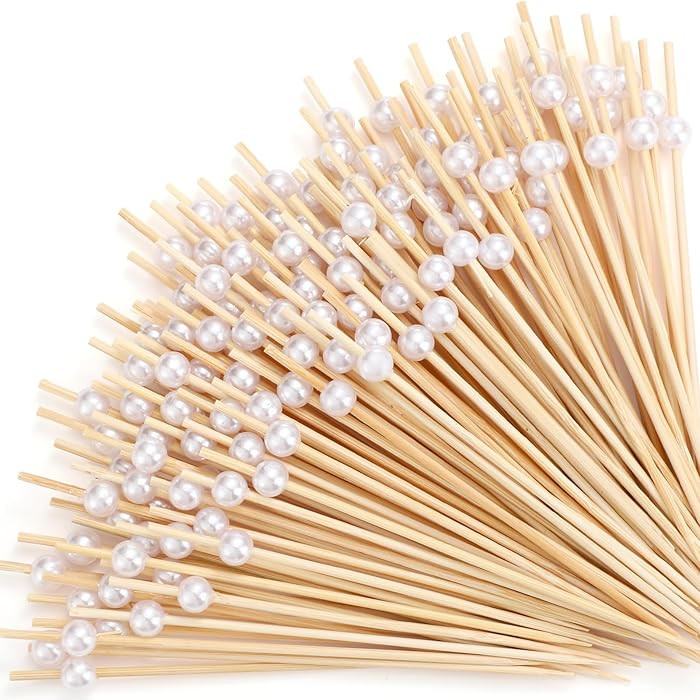 Reallnaive 300 Pcs Cocktail Pick Pearl Fancy Toothpick for Appetizer 4.7 Inch Long Skewer for Dri... | Amazon (US)