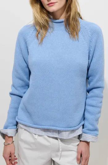 Eastport Roll Trim Long Sleeve Sweater | Nordstrom
