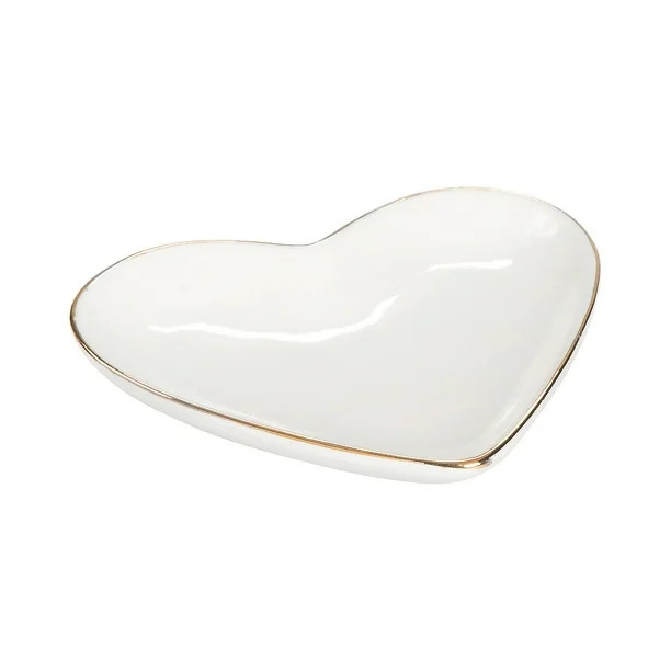 White Heart Ceramic Jewelry Tray - Home Decor - 1 Piece | Walmart (US)