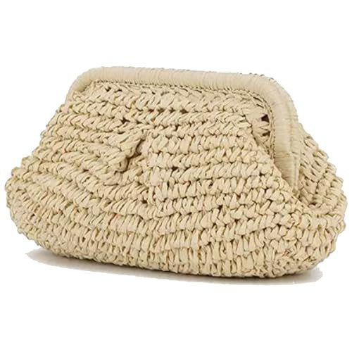 Raiuyow Straw Clutch Purse for Women Crossbody Shoulder Handbag Summer Beach Woven Bag Dumpling Pouch (Beige) | Amazon (US)