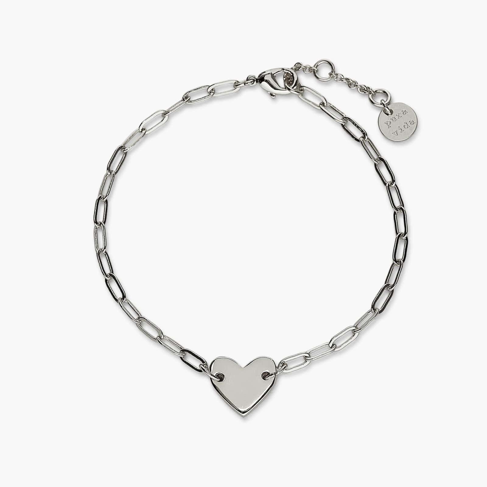 Engravable Heart Paperclip Chain Bracelet | Pura Vida Bracelets