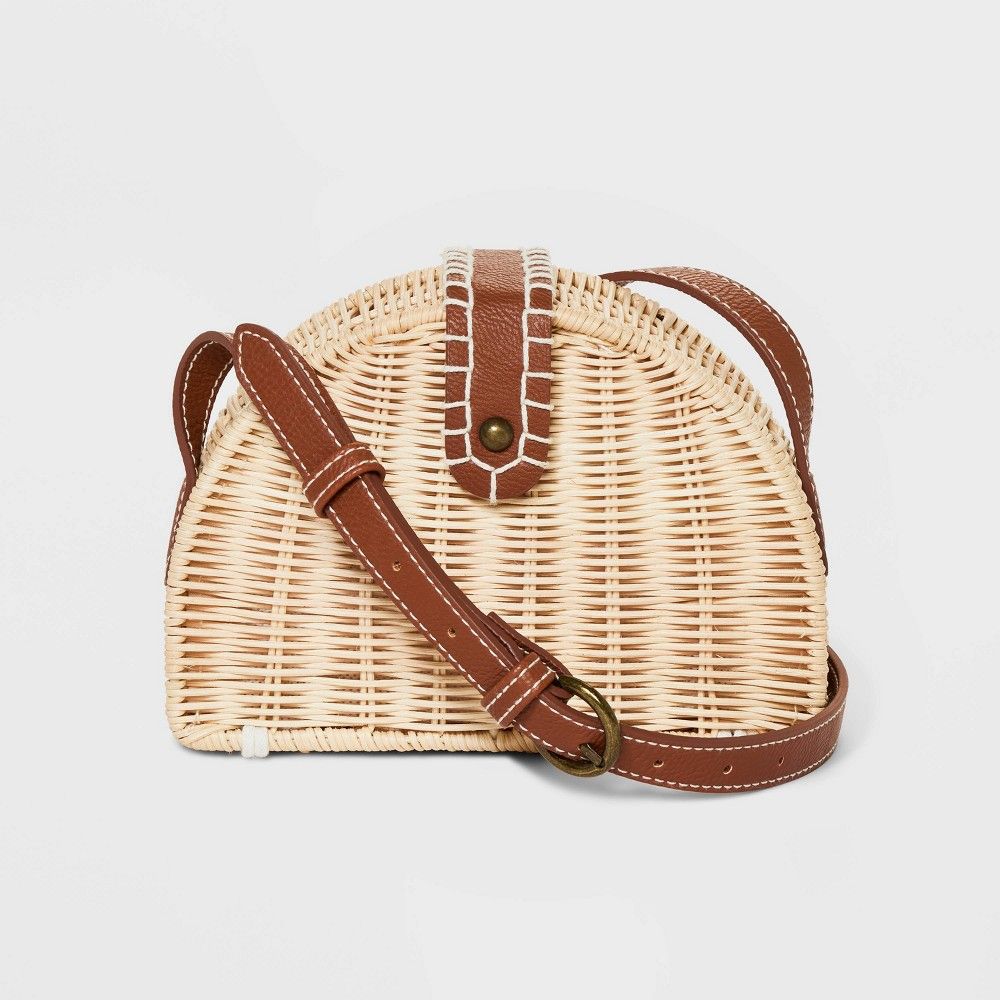 Straw Basket Crossbody Bag - Universal Thread Natural, Brown | Target
