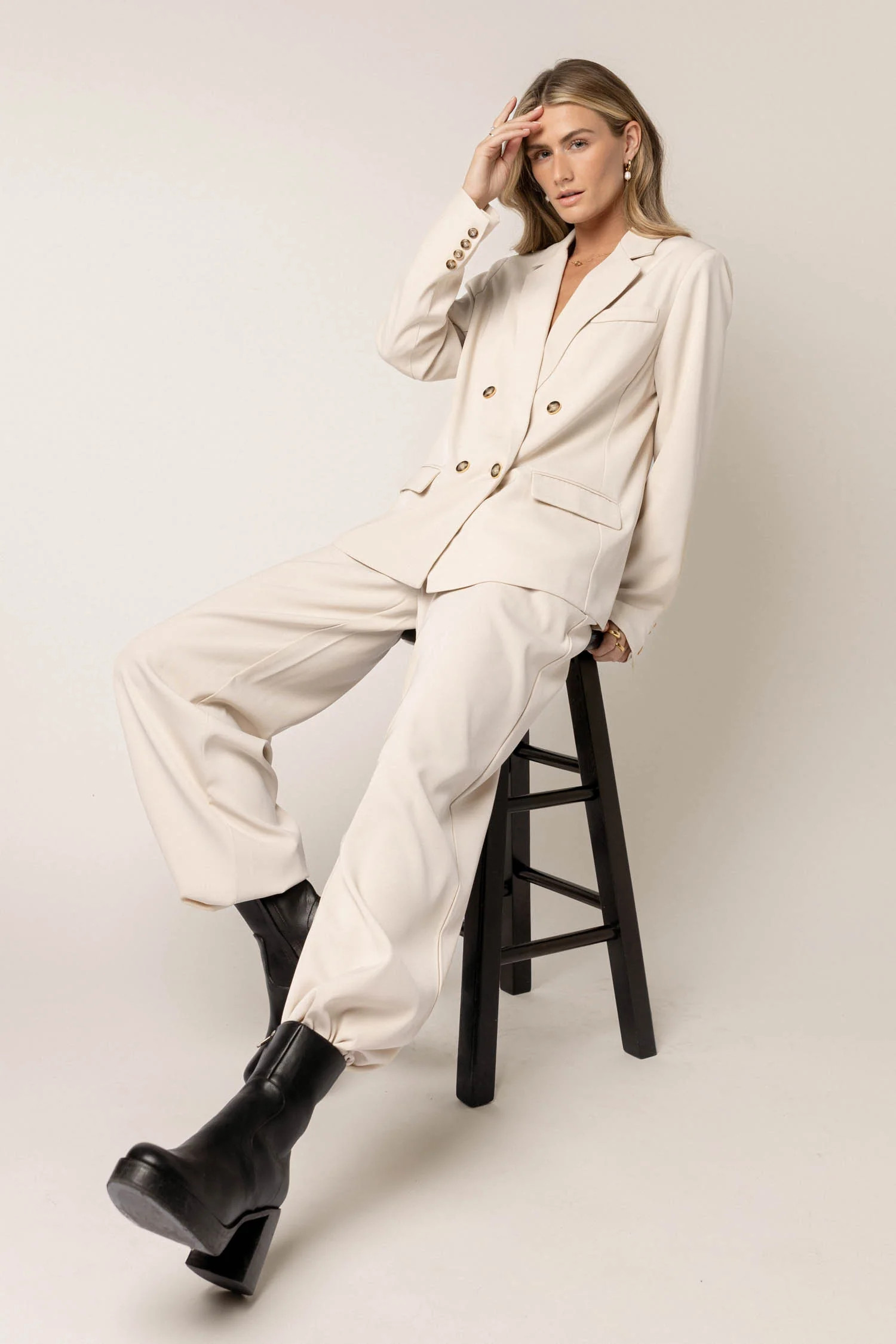 Romaine Wide Leg Pants in Ivory | Böhme US