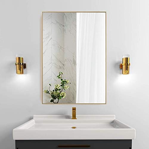 BEAUTYPEAK Wall Mirror 26" x 38" Rectangle Mirror with Aluminum Alloy Frame Hanging Mirror, Gold | Amazon (US)