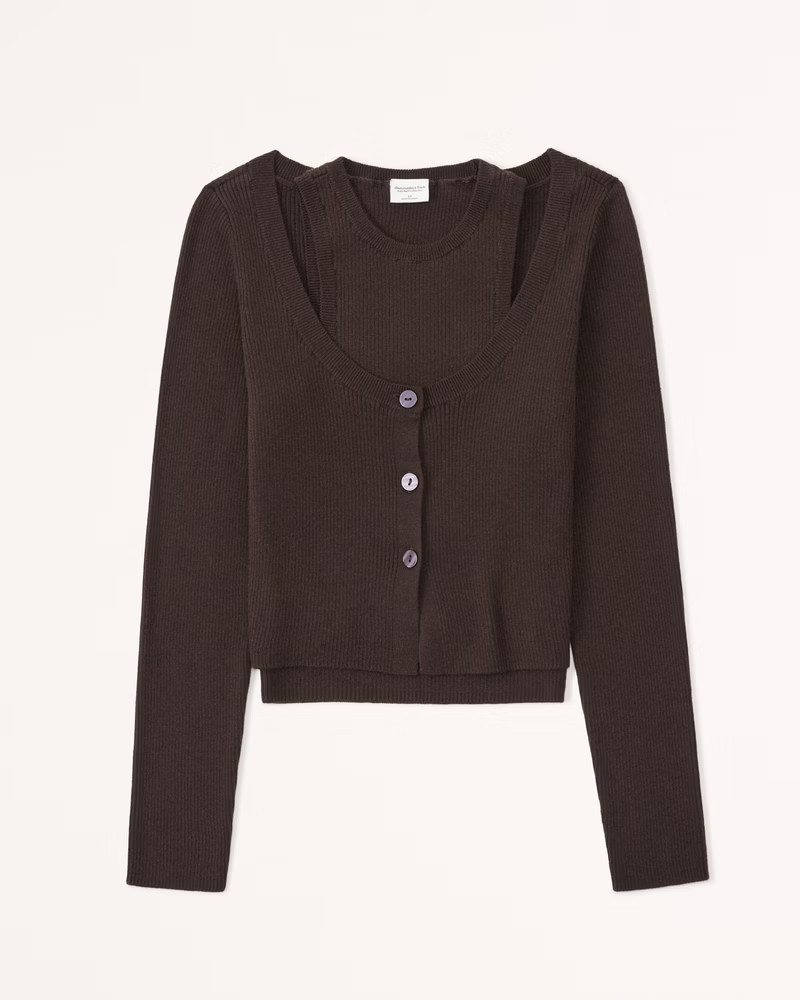 Scuba Sweater Tank and Cardigan Set | Brown Cardigan | Winter Outfit Inspo | Abercrombie & Fitch (US)