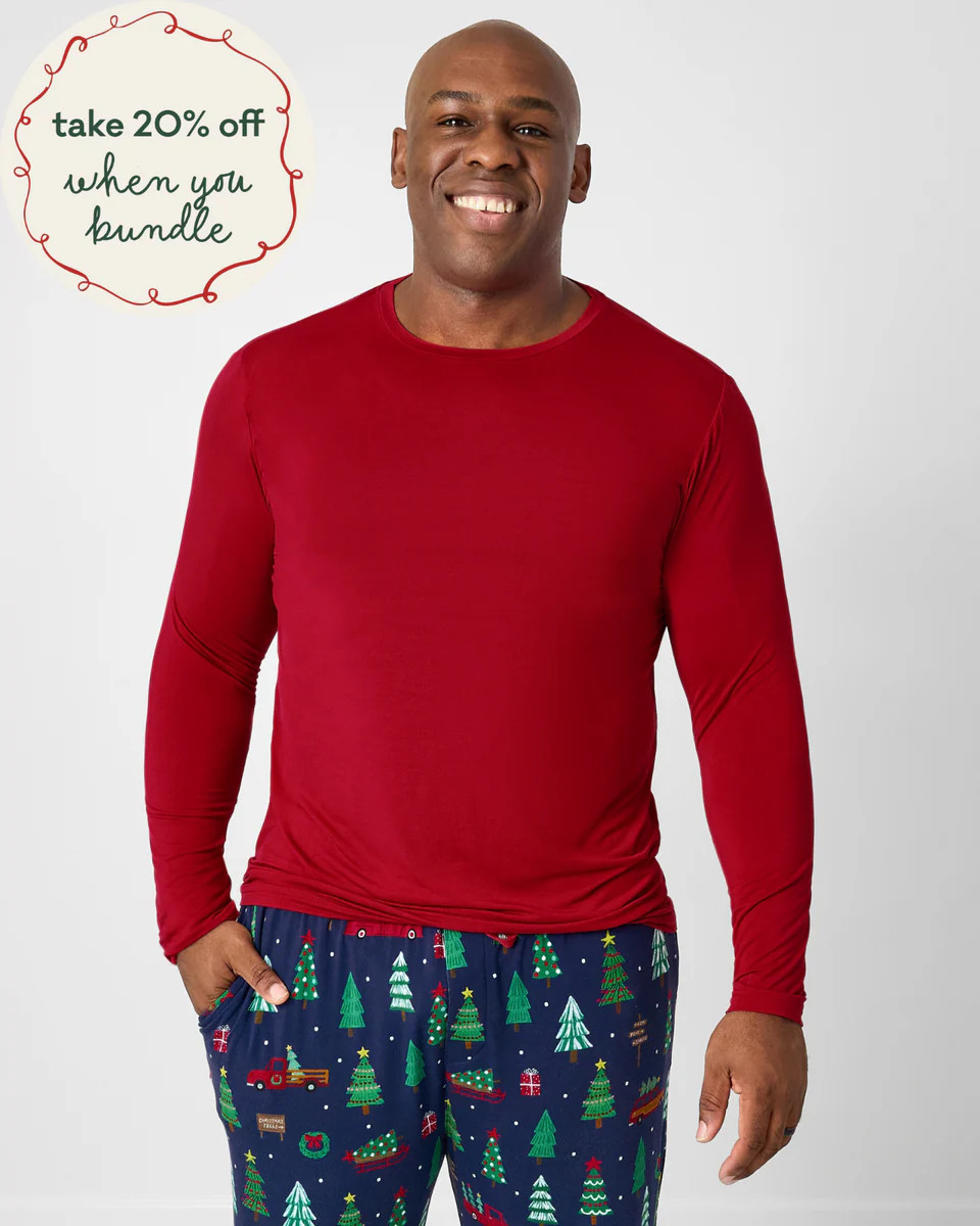 Holiday Red Men's Long Sleeve Pajama Top | Little Sleepies