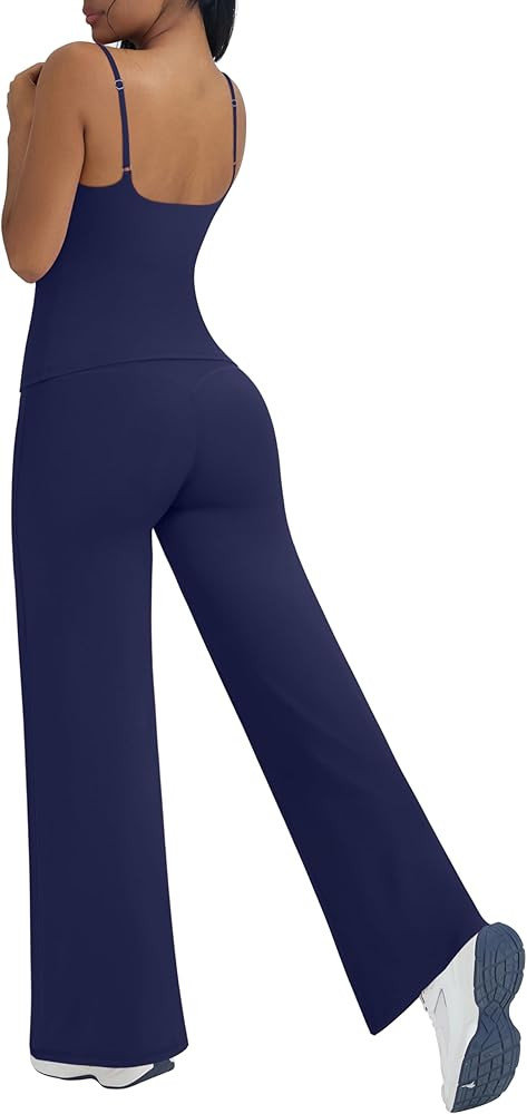 Amazon.com: OMKAGI Workout Sets for Women Padded Tank Tops Matching Straight Leg Yoga Outfits(S,5... | Amazon (US)