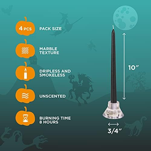 Amazon.com: CANDWAX 10 inch Taper Candles Set of 4 - Halloween Taper Candles Unscented - Tall Can... | Amazon (US)