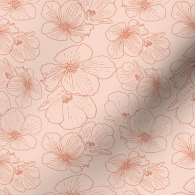 Fabric Blush Blossoms in Salmon Pink | Spoonflower