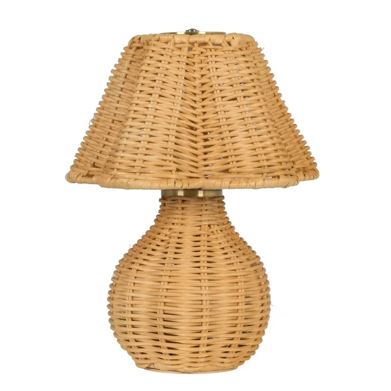 Luckky 9" Rattan Rechargeable Portable Lamp, Bohemian Table Lamp with Bulb, for Bedroom, Living R... | Walmart (US)