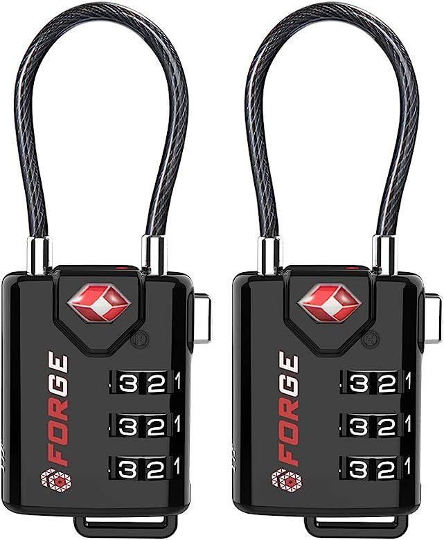 TSA Approved Cable Luggage Locks, Re-settable Combination with Alloy Body | Amazon (US)