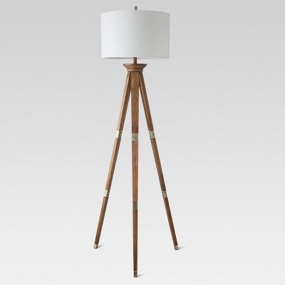Oak Wood Tripod Floor Lamp Brass  - Threshold&#8482; | Target