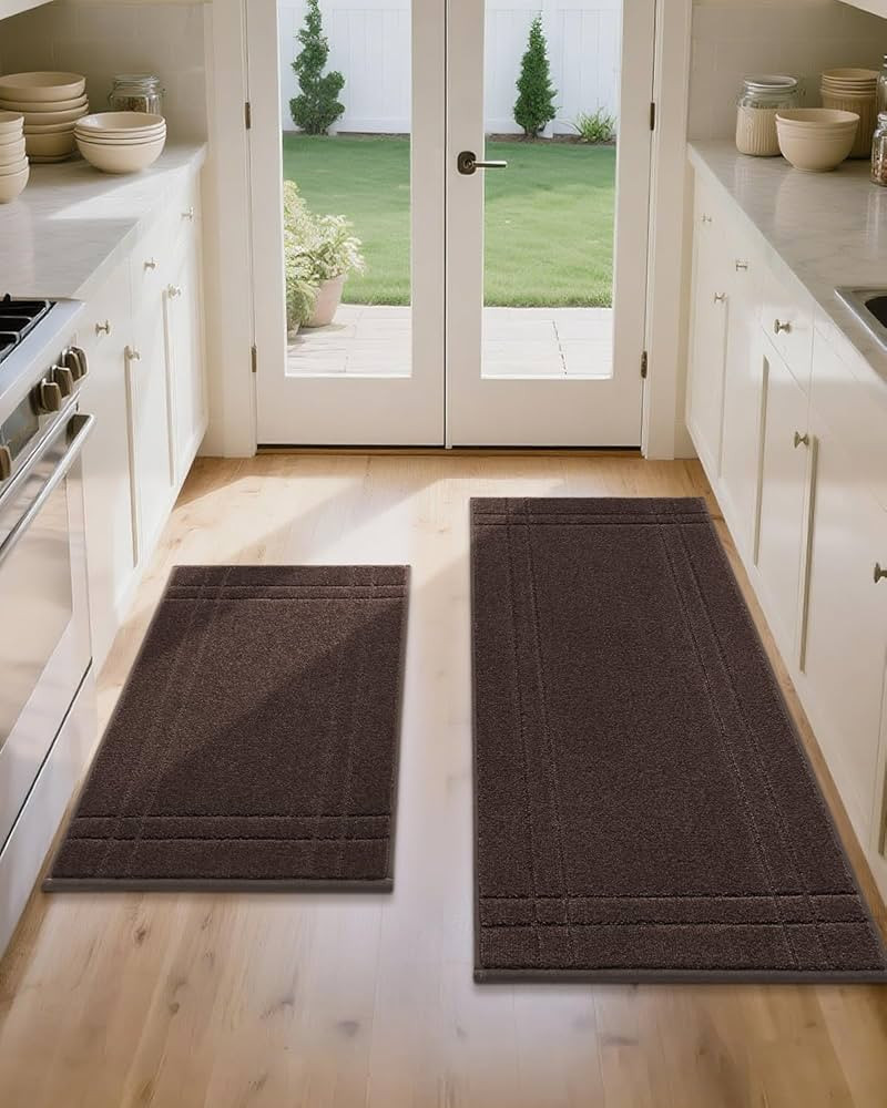 JSEI Kitchen Mats for Floor, Non-Slip Kitchen Rugs, Soft Washable Absorbent Kitchen Mats 2 PCS, K... | Amazon (US)