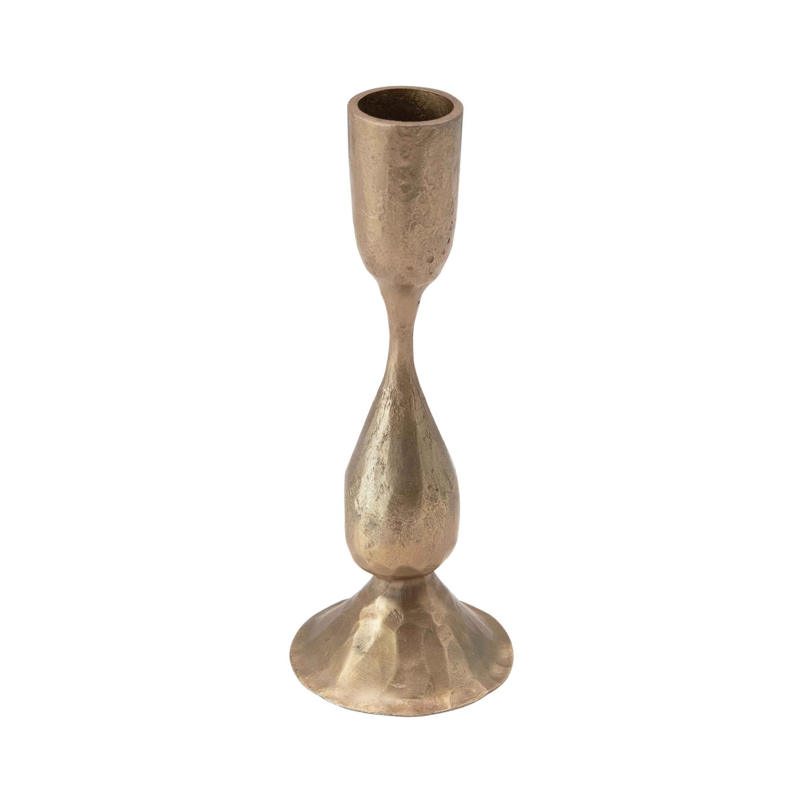 Creative Co-Op Round Hand-Forged Metal Taper Holder, Antique Brass Finish | Amazon (US)