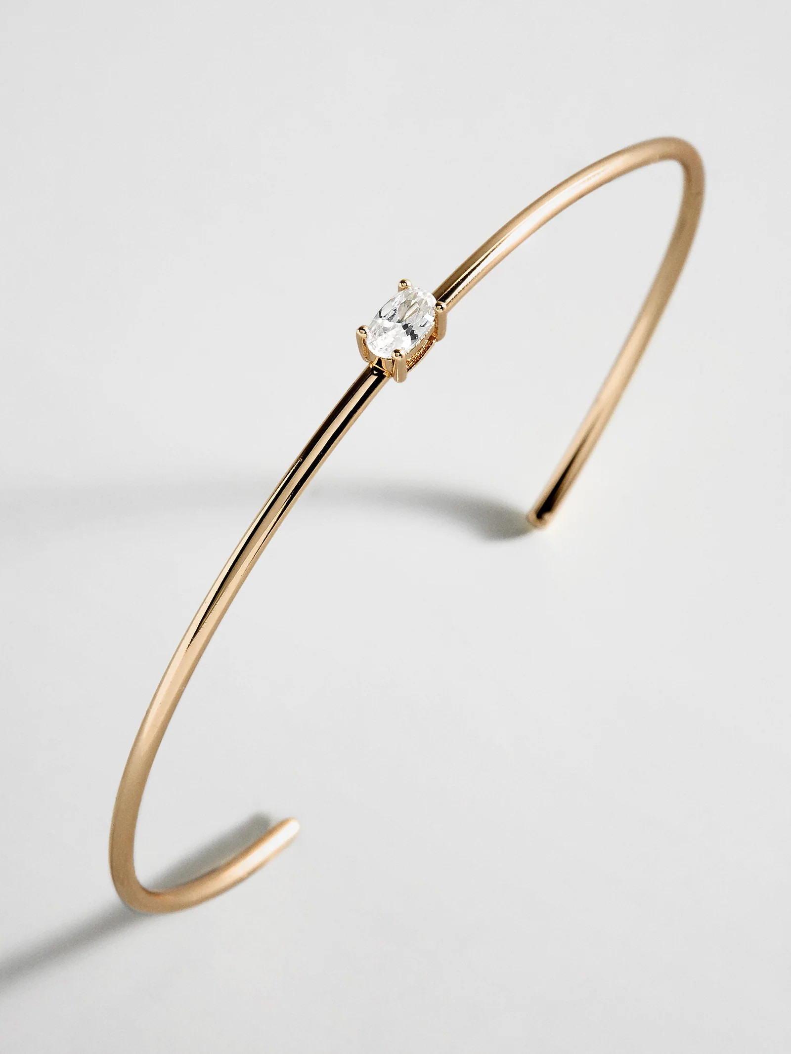 Valentina 14K Gold Cuff Bracelet - Gold Cuff, Oval Stone | BaubleBar