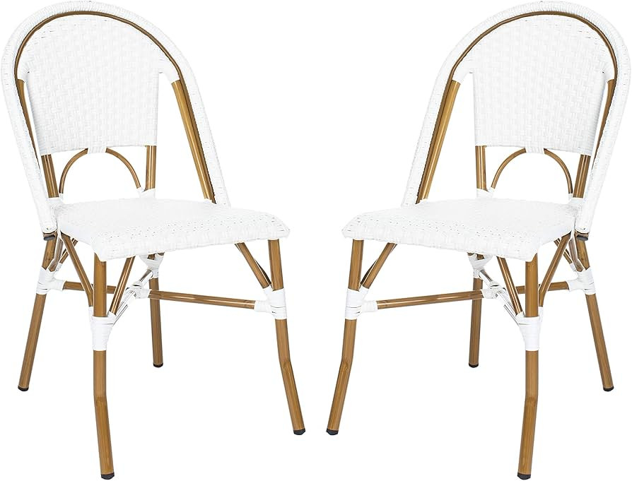 Safavieh Home Collection Hooper Indoor-Outdoor Stacking Side Chairs | Black & White | Set of 2 | Amazon (US)