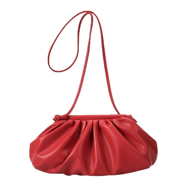 Melie Bianco Brandy Ruched Vegan Leather Convertible Clutch Bag, Red | Walmart (US)