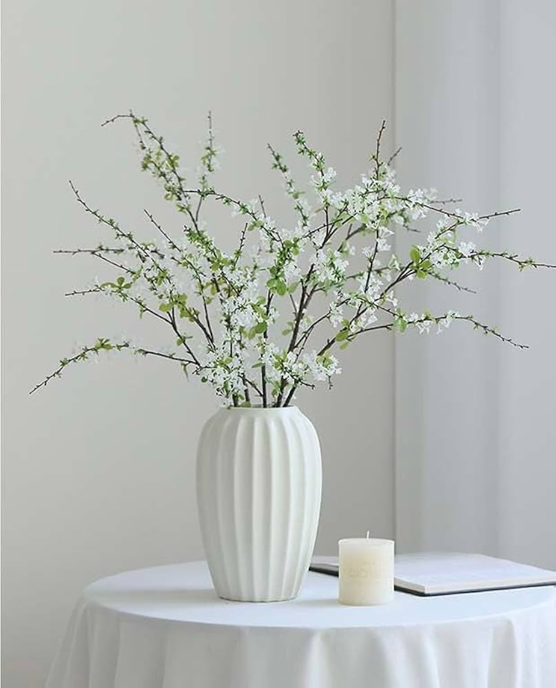 35" 5pcs Artificial White Flowers Snow Willow Branches Bendable Branch and Stems Faux Greenery St... | Amazon (US)
