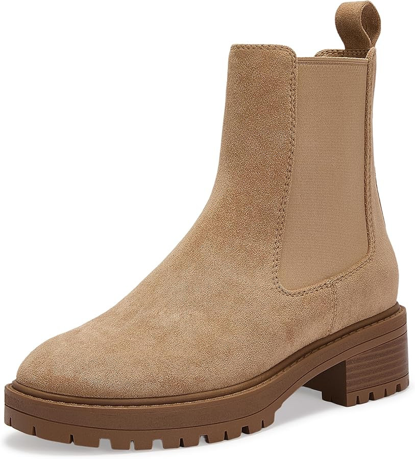 CosyFever Women's Chelsea Boots Ankle Booties With low Heel pull on For 2025 Fall Winter | Amazon (US)