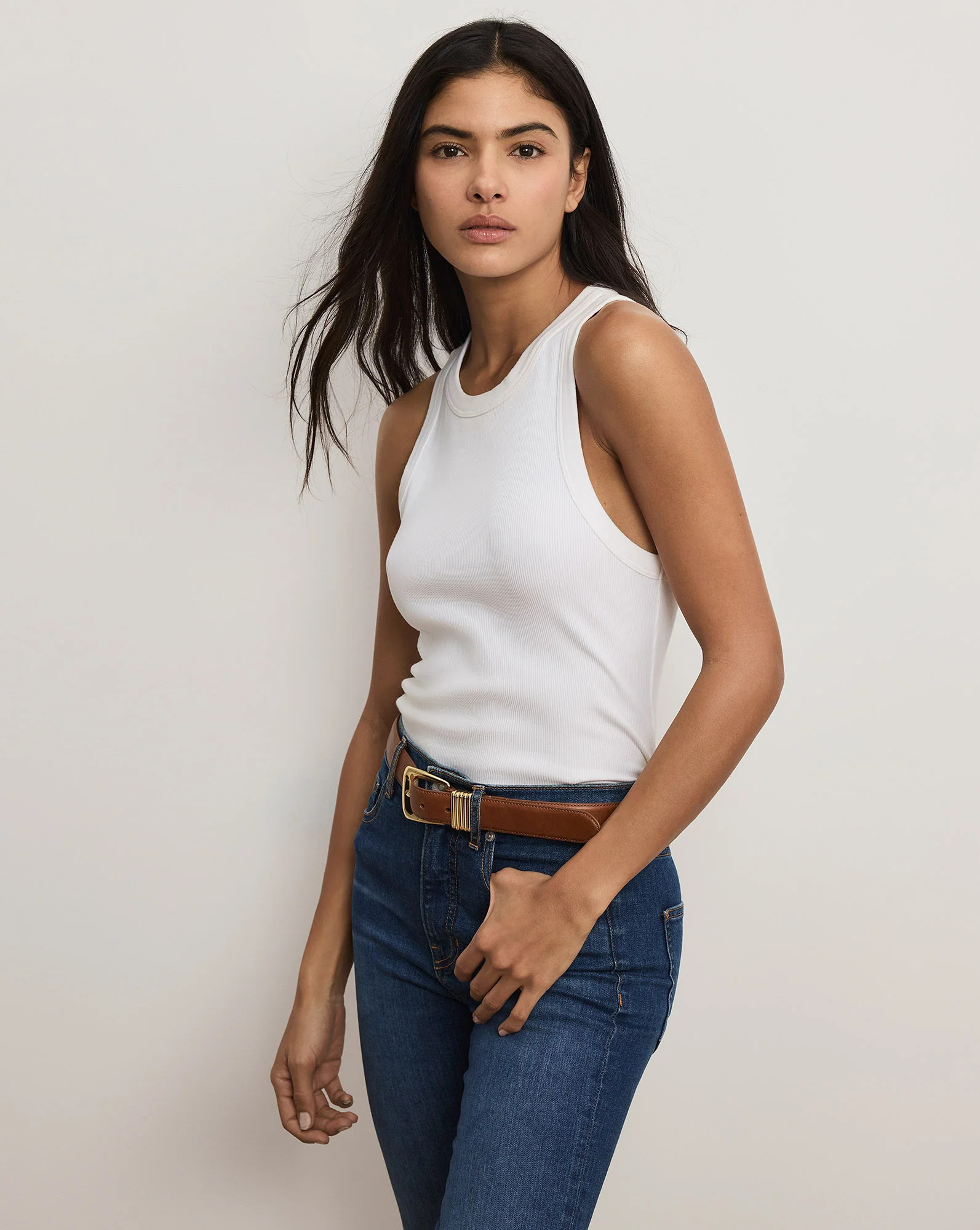 Jordyn Cropped Tank Top in White | Veronica Beard | Veronica Beard
