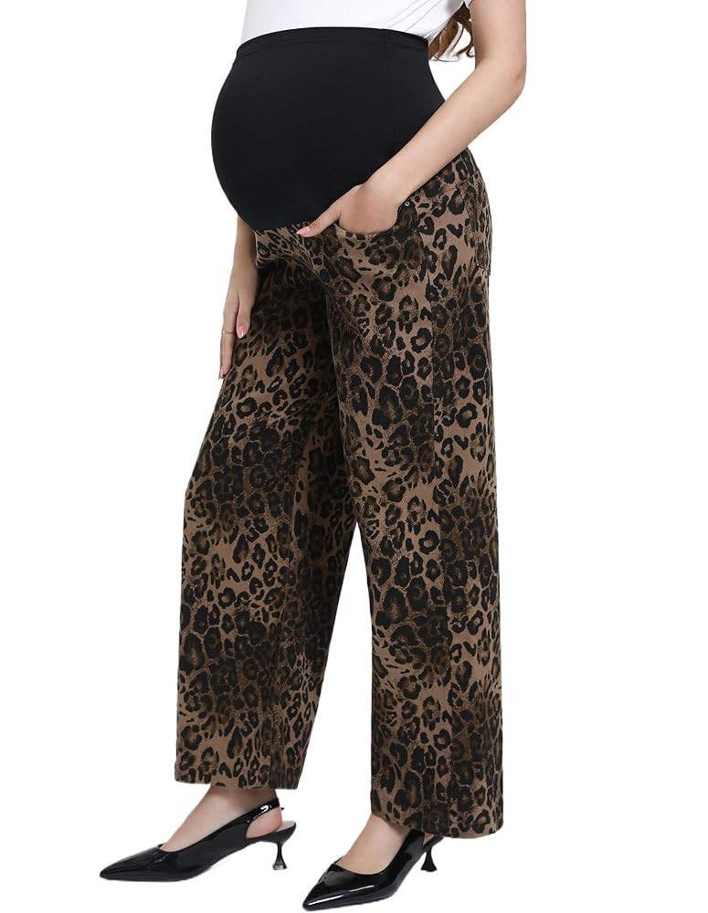 Women's Maternity Jeans Mid-Rise Straight Leg Relaxed Fit Denim Pants for Pregnancy and Postpartu... | Amazon (US)