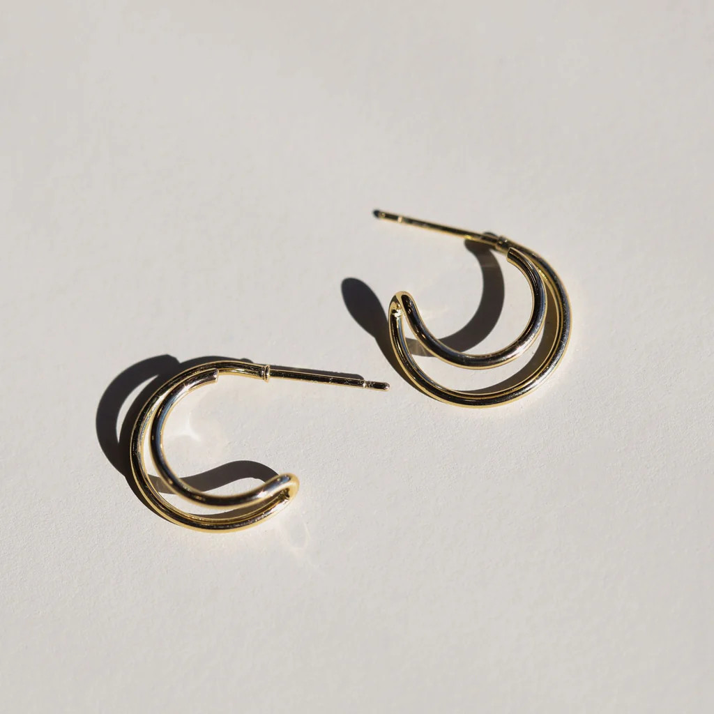 Double Twist Hoops | Nickel and Suede
