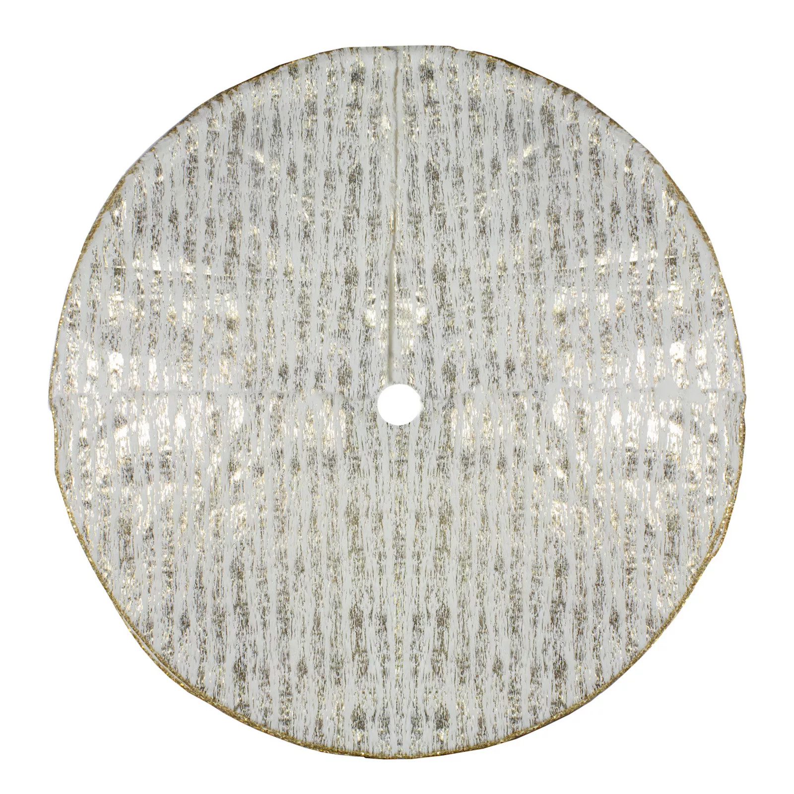 Northlight 48-in. Cream & Gold Wood Grain Pattern & Faux Fur Christmas Tree Skirt | Kohl's