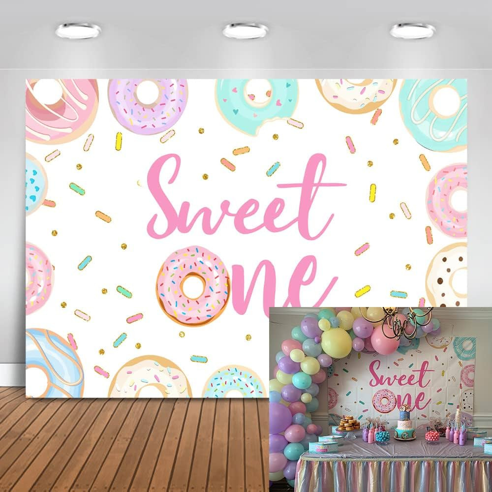 Avezano Donut Sweet One Backdrop Donut 1st Birthday Party Decoration 7x5ft Vinyl Sweet Donut Them... | Amazon (US)