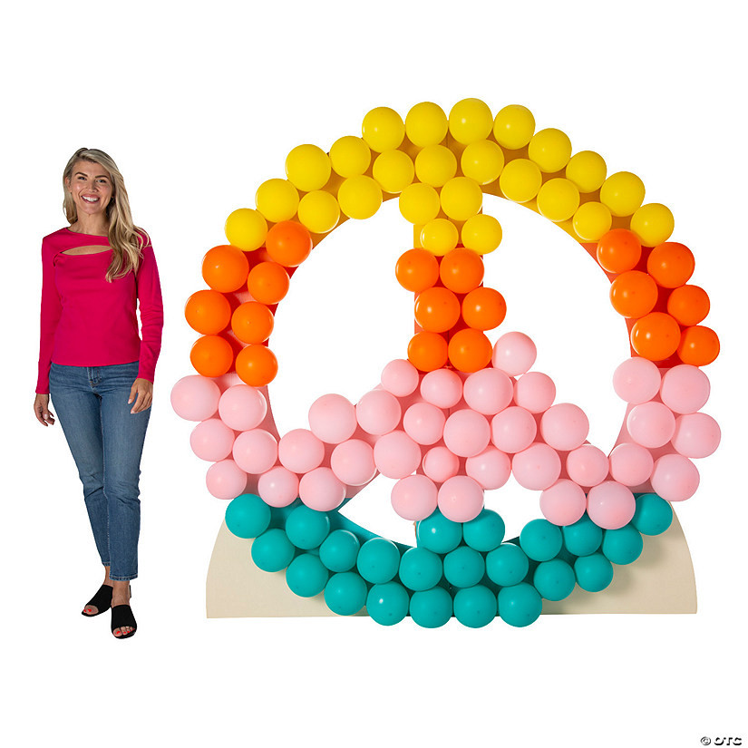 3D Groovy Peace Sign Cardboard Cutout Stand-Up with Balloons | Oriental Trading Company