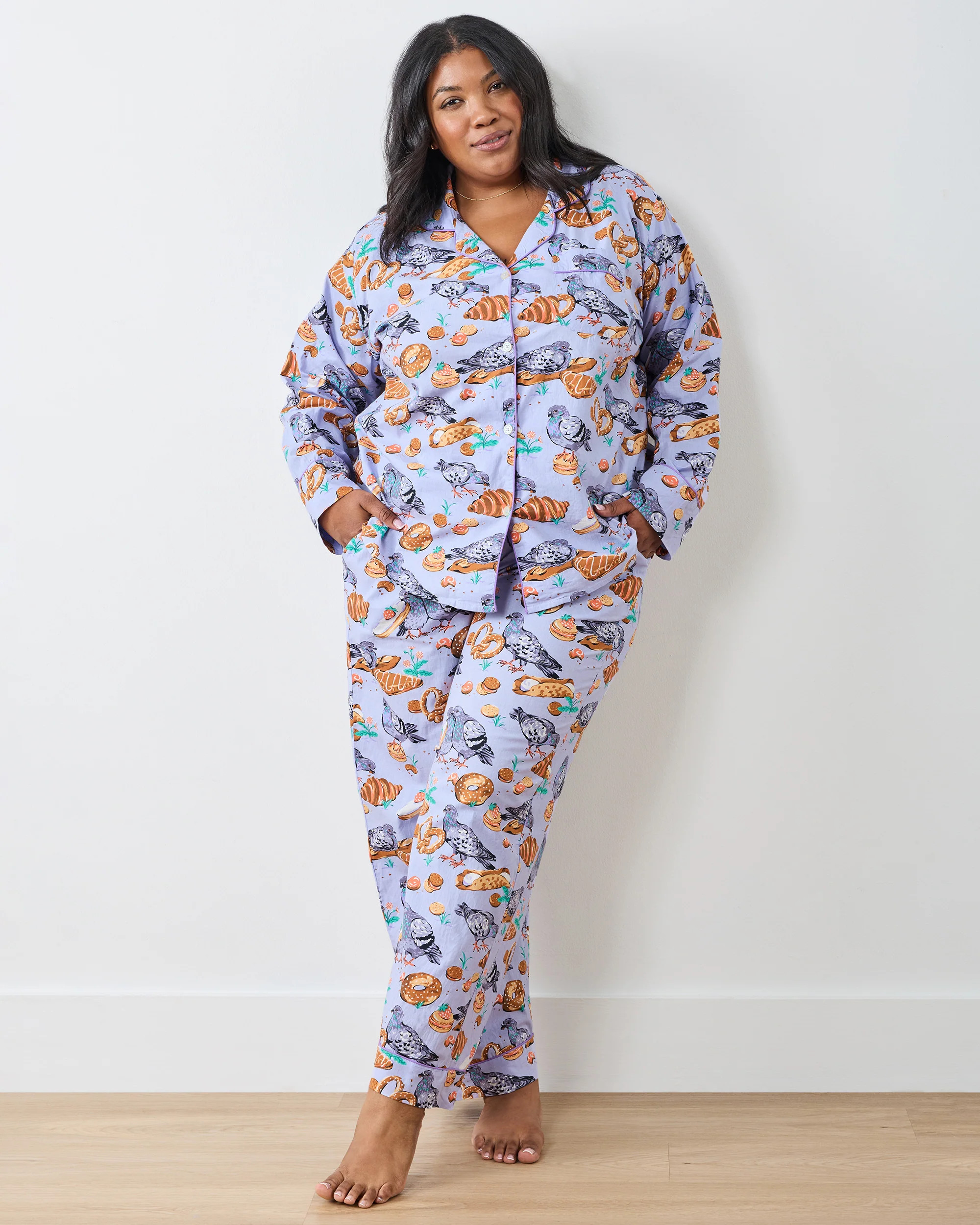 Peckish Pastries - Long PJ Set - Lavender Lovebird | Printfresh