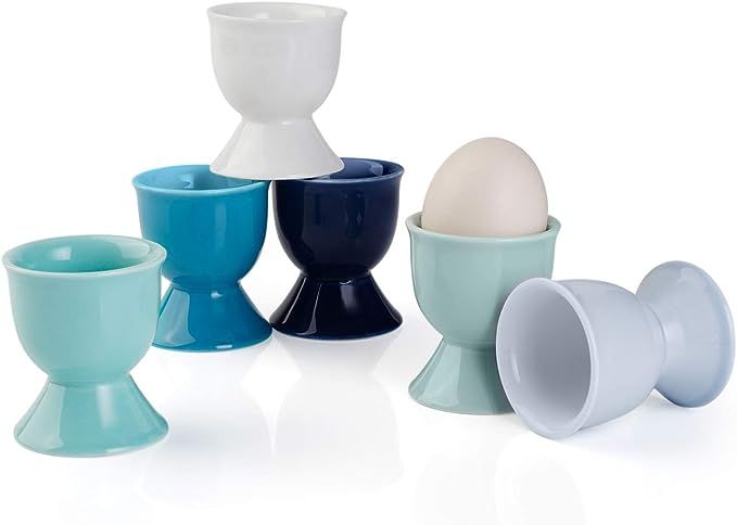 Sweese 805.003 Porcelain Egg Cups, Egg Holders for Hard Boiled Eggs - Set of 6, Cool Assorted Col... | Amazon (US)